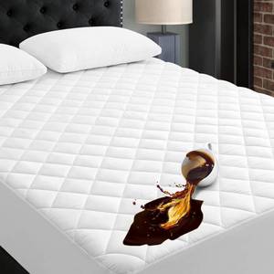 lot 31393 image: REMOCA HOME King Size Waterproof Mattress Pad Protector Cover, Quilted Mattress Pad, Deep Pocket Fits Up to 21, Soft and Comfortable, Breathable and Noiseless (King, White)