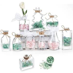 lot 31394 image: Glass Vase Set of 10,Mini Flowers Vases,Small Bud Vases for Centerpieces Table Decorations,Clear Vintage Vase in Bulk
