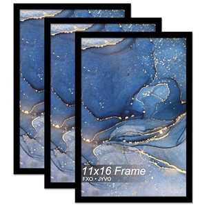 lot 31401 image: Fxojyvo 11x16 Picture Frame Set of 3, Black Frame for 11 x 16 Inch Picture Poster Photo, Light Weight and High Transparent 11 by 16 Frame for Wall - 3 PackBlack11 x16