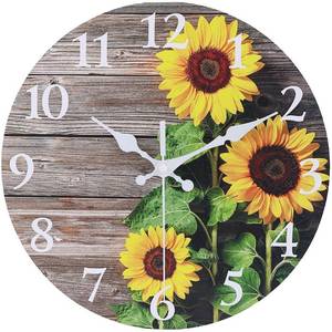 lot 31404 image: EZXZZ Sunflower Kitchen Decor Round Wall Clock 12 Inch Silent Non Ticking Battery Operated Wood Clock for Bedroom Bathroom Living Room