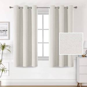 lot 31405 image: H.VERSAILTEX 100% Blackout Linen Look Curtains Thermal Insulated Curtains for Living Room Textured Burlap Drapes for Bedroom Grommet Linen Noise Blocking Curtains 42 x 63 Inch, 2 Panels - Off-White