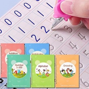 lot 31407 image: magic Practice Copybook, Reusable Writing Practice Book, for Preschool Kids Age 3-8 ��Calligraphy 7.8in�5.5in(5 Books with Pens)