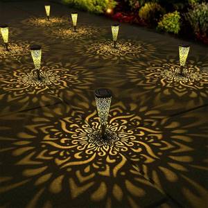 lot 31412 image: gardencave 6 Pack Solar Lights Outdoor Garden Decorative with Warm Light Waterproof Pathway Landscape Lights for Path Patio Backyard Walkway Yard Garden Decor (Black, 6Pcs)