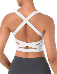 lot 31414 image: Womens Strappy Sports Bra Criss Cross Back Crop Tank Top Padded Fitness Workout Tops Longline Yoga Bras Large