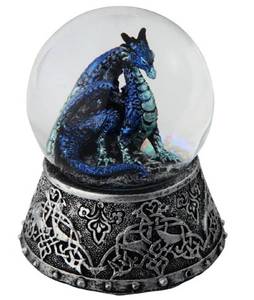 lot 31418 image: ICE ARMOR 3.25 H Blue Dragon Snow Globe Statue Fantasy Decoration Figurine