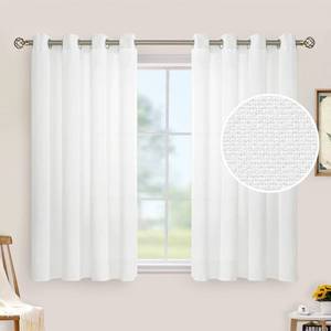 lot 31432 image: LAMIT Natural Faux Linen Curtains for Bedroom, Light Filtering Panels Grommet Privacy Protected Linen Sheer Curtains for Small WindowKids Room, Set of 2 Panels (52 x 45 Inch, White)
