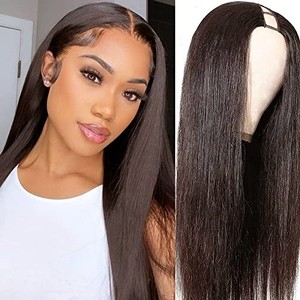 lot 31436 image: Aisaide Straight V Part Wig Synthetic Long Straight V Part Wigs Brown V Part Half Wigs for Black Women U Part Wig Upgrade Full Head Clip in Hair Extensions Glueless V Shaped Wig 22inch 4#