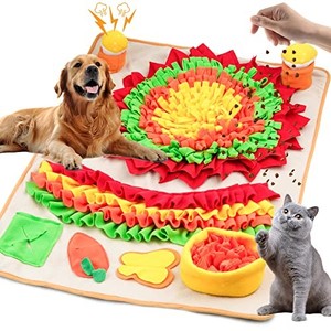 lot 31441 image: AUKZON Snuffle Mat for Dogs - 32x24Enrichment Toys for Dogs Sniff Mat Slow Feeder Interactive Dog Puzzle Toys for Large Breed with Squeaky Toys for Foraging Skill, Smell Training, Stress Relief