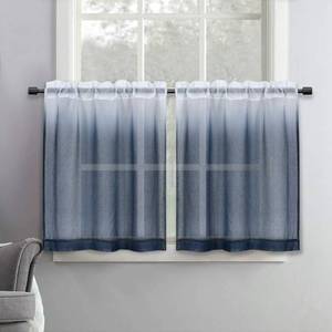 lot 31445 image: SeeGlee Sheer Bathroom Curtains 30 Inches Long for Small Windows - Set 2 Panels Semi Sheer Cafe Curtains Tier Rod Pocket Linen Look Small Half Curtains (30 W x 30 Length,Navy Blue)