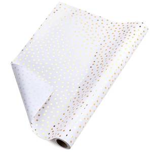 lot 31446 image: RUSPEPA Wrapping Paper Roll - Mini Roll - Gold Foil Small Irregular Dots White Background Design for Wedding, Birthday, Baby - shower, Congrats, and Holiday - 17 Inches X 32.8 Feet