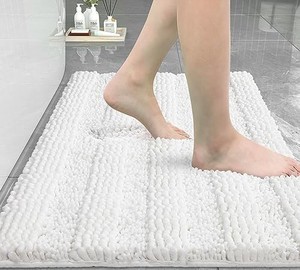 lot 31454 image: Yimobra Bathroom Rug Mat, Extra Thick and Super Absorbent Bath Rugs, Non Slip Quick Dry Bath Mats, Luxury Microfiber Chenille Plush Fluffy Washable Soft Shower Carpet for Floor, 32 x 20, White