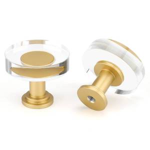 lot 31471 image: LONTAN 10 Pack Gold Knobs Glass Dresser Knobs Crystal Cabinet Knobs Brushed Brass Glass Drawer Knobs Gold Crystal Knobs Cabinet Door Knobs Clear Cabinet Hardware for Closet Bathroom