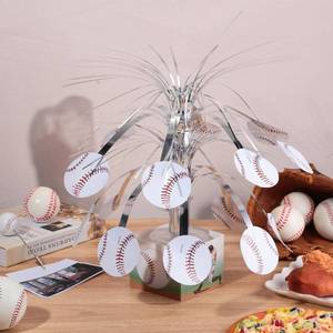 lot 31475 image: Tigeen 6 Pcs Baseball Party Supplies Baseball Spray Centerpieces with Base Foil Baseball Decorations Table Toppers for Kids Sports Enthusiasts Birthday Baby Shower