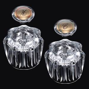 lot 31483 image: Enhon Bathroom Faucet Knobs Replacement, Bathtub Faucet Handles Compatible with DeltaDelexPeerless, Hot and Cold Sink Faucet Knobs Replacement Parts in Clear Acrylic, Include Screws(1 Pair)
