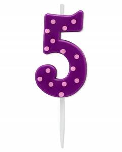 lot 31489 image: Papyrus Number 5 Birthday Candle, Purple Polka Dots (1-Count)