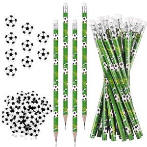 lot 31491 image: Miucat 36 Set Soccer Pencils and Soccer Erasers, Sport Pencils & Erasesrs, Fun Wooden Pencil, Birthday Pencils for Kids, Soccer Party Favors for School, Office, Class Reward