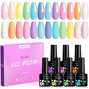 lot 31499 image: LILYCUTE Pastel Gel Nail Polish Set, 12 Colors Spring Summer Gel Polish Set Macaron Candy Colors Pink Green Blue Purple Nail Polish Soak Off Gel Nail Polish Kit Nail Art Manicure Kit