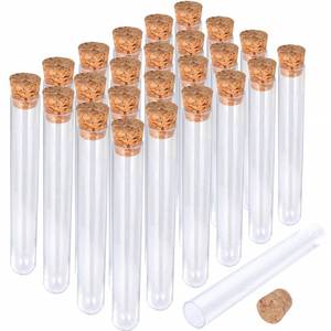 lot 31500 image: HNYYZL 30Pcs Clear Plastic Test Tubes with Cork Stoppers, 15x100mm 10ml, Good Seal for Jewelry Seed Beads Powder Spice Liquid Storage, Lab Use or Decoration