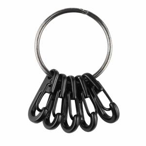 lot 31502 image: Swatom Mini SF Alloy Carabiner Clip Tiny Spring Snap Hook Carabiners for Backpack Camping Bottle Using Keychains Accessories(5P Black Keyring)