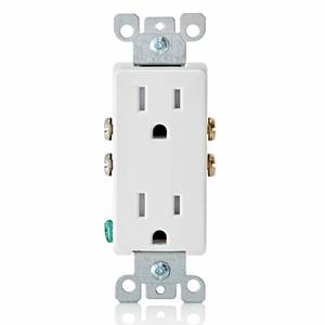 lot 31505 image: Leviton T5325 15 Amp Decora Tamper-Resistant Duplex Electrical Wall Outlet - White