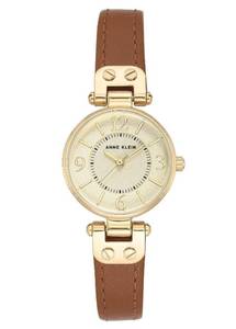 lot 31509 image: Anne Klein Womens 109442CHHY Gold-Tone Champagne Dial and Brown Leather Strap Watch
