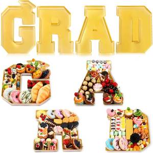 lot 31523 image: Tellingyou 4 Pcs 13.7 2024 Graduation Plastic Number Fillable for Charcuterie Disposable Plastic Mache Box Chocolate Candy Tray Grad Container Decoration(Gold, 2024)