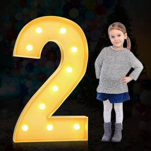 lot 31525 image: YOSWPP 3FT Large Marquee Light Up Letters Numbers Giant Mosaic Balloon Frame,Wedding Backdrop Decoration Anniversary Decoration Foam Board (2, 3FT)