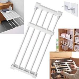 lot 31527 image: KIKILIE Closet Tension Shelf,Metal Expandable Shelf Organizer,Adjustable Shelves for Organization,No-Drill Dividers Locker Storage Rack Wardrobe Cabinet Bathroom