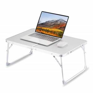 lot 31528 image: Foldable Laptop Table for Bed, SUVANE Lap Desk Bed Desk, Breakfast Serving Bed Tray, Portable Mini Picnic Table Storage Space Laptop Desk Reading Holder(Gray)