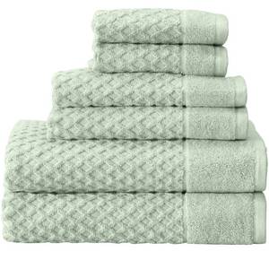 lot 31530 image: Great Bay Home 100% Cotton Bath Towel and Washcloth Sets  2 Bath Towels, 2 Hand Towels, and 2 Washcloths  Quick Dry Bath Towels  Grayson Collection (6 Piece Set, Diamond Pale Green)