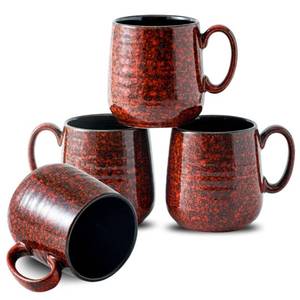 lot 31533 image: Hasense Ceramic Coffee Mugs Set of 4, 10 oz Coffee Cups, Porcelain Mugs with Large Handle for Coffee, Tea, Milk and Cocoa, Funny Mugs for Christmas Wedding Gift, Dishwasher & Microwave Safe, Red