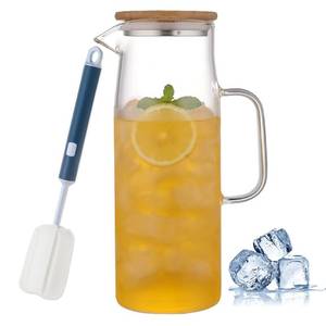 lot 31537 image: Glass Pitcher with Lid and Handle, 50 oz1500ml Water Carafe with Handle, Water Pitcher for HotCold Water & Iced Tea Beverage, juice, Milk