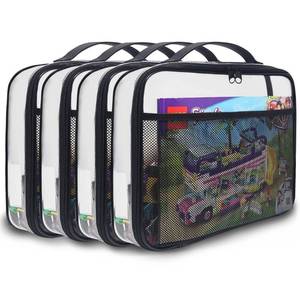 lot 31538 image: holay 4 Packs PVC Zippered Blocks Set, Toy, Clay, Board game Storage Organizer Case (Name Tag, Manual Pocket) (Black, Large)