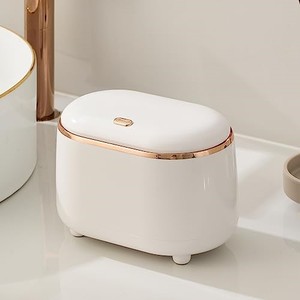 lot 31551 image: LtyTz Mini Trash Can with Lid, Removable Desk Trash Can Office Plastic Garbage Can,Tiny Waste Basket for Bathroom,Office,Kitchen,Desk,Coffee Table(White)