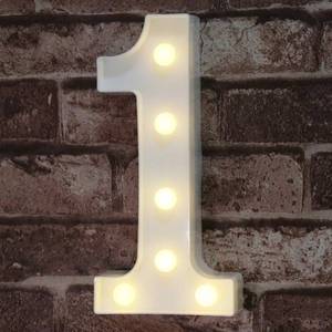 lot 31559 image: Pooqla Decorative Led Light Up Number Letters, White Plastic Marquee Number Lights Sign Party Wedding Decor Battery Operated Number (1)