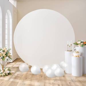 lot 31562 image: Outpain 7.2FT Ivory Round Arch Backdrop Cover for 7FT7.2FT Circle Arch Stand Wrinkle Resistant Circle Arch Backdrop Cover for Wedding, Birthday, Baby Shower Decorations