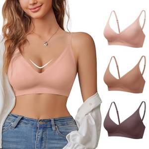 lot 31563 image: DEANGELMON Womens Bras Seamless Smoothing Bralettes Padded Adjustable Straps V Neck Bra Everyday Comfort Pack(3P3-M)