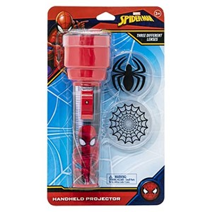 lot 31576 image: Spiderman Handheld Flashlight Projector Light with 3 Count Character Lens - Halloween Safety Trick or Treat, Night Light, Stocking Stuffer or Play