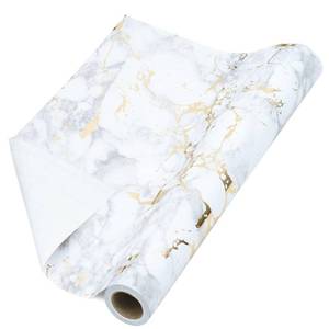 lot 31594 image: RUSPEPA Wrapping Paper Roll - Mini Roll - Gold Foil Marbling Design White Background Paper for Wedding, Birthday, Shower, Congrats, and Holiday - 17 Inches X 32.8 Feet