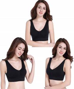 lot 31604 image: PRETTYWELL Sleep Bra for Women, Seamless Wireless Stretchy Sports Bra, Pack of 3 or 1, with Removable Pads, 3 Pack Black XXL