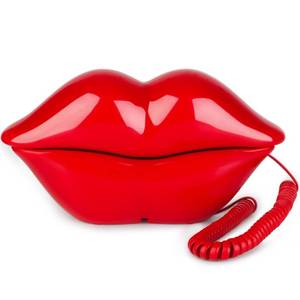 lot 31611 image: Sangyn Lip Phone Cute Corded Lip Telephones Novelty Sexy Mouth Wired Phone Cartoon Shaped Real Landline Telephone for Home Office Shops and Art Decor
