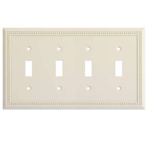 lot 31633 image: Sunken Pearls Decorative Wall Plate Switch Plate Outlet Cover, Durable Solid Zinc Alloy (Quad Toggle, Light Almond)