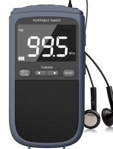 lot 31636 image: AM FM Walkman Radio900mAh Rechargeable Portable Transistor Pocket Radio with Best Reception Digital Tuning, LCD Screen,Stereo Earphone Jack, Sleep Timer and Alarm Clock for Jogging,Walking Grey