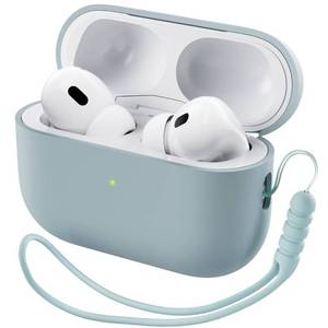 lot 31638 image: ORNARTO Compatible with AirPods Pro 2 Case 2022, Full Protective Soft Silicone for AirPods Pro 2nd Generation Case, Front LED Visible Skin Cover-Mint Green