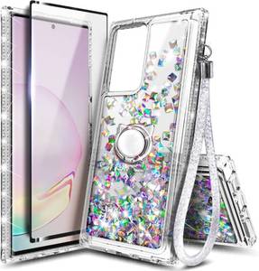 lot 31645 image: NGB Samsung Galaxy Note 20 UltraNote 20 Ultra 5G Case with Screen Protector (Maximum Coverage, Flexible TPU Film), Ring HolderWrist Strap, Glitter Liquid Sparkle Floating Cute Case (Crystal Gem)