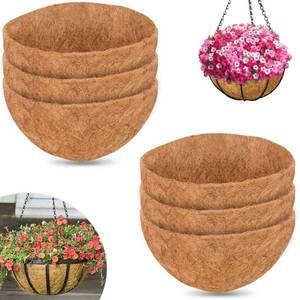 lot 31651 image: ZeeDix 6Pcs 12 Inch Coconut Liners for Planters, Round Hanging Basket Liners 100% Natural Coco Coir Basket Coco Replacement Liners for Hanging Basket Planters Flowers Vegetables(12in-6pcs)