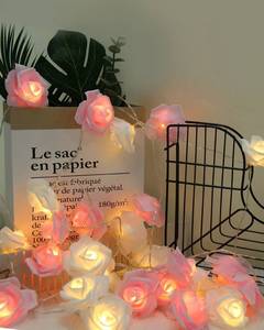 lot 31654 image: Gee Hut Pink White Rose Flower String Lights Room Decor, 14.7 ft Flower Fairy Lights 30 LEDs Birthday Party Decorations Lights Wedding Decorations Rose Lights Christmas Decorations Flower Lights