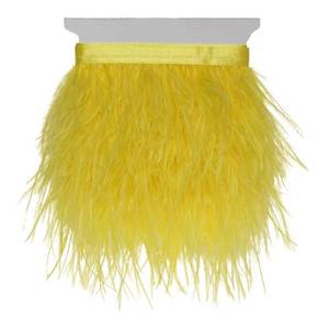 lot 31655 image: Ostrich Feathers Sewing Fringe Trim Ribbon for Crafts Clothes Accessories Latin Wedding Dress DIY 2-5 Yards 3-4inch Width (5 Yards, Yellow)