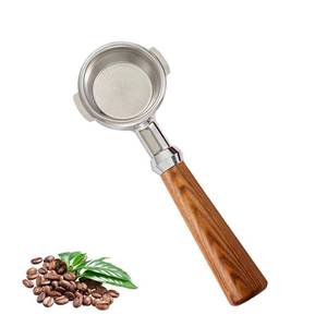 lot 31671 image: 58mm Bottomless Portafilter Fits for E61 Group Head 2 Ears Machines Compatible with E61, Flair 58, ECM, Rocket, Sanremo, Synesso, Slayer, VBM Reddish Acid Wood Handle Included Filter Basket