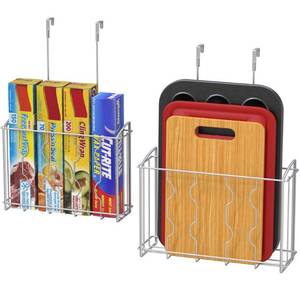 lot 31674 image: SimpleHouseware Over the Cabinet Door Organizer Holder 12.45Wx3.55Dx18.3H Silver